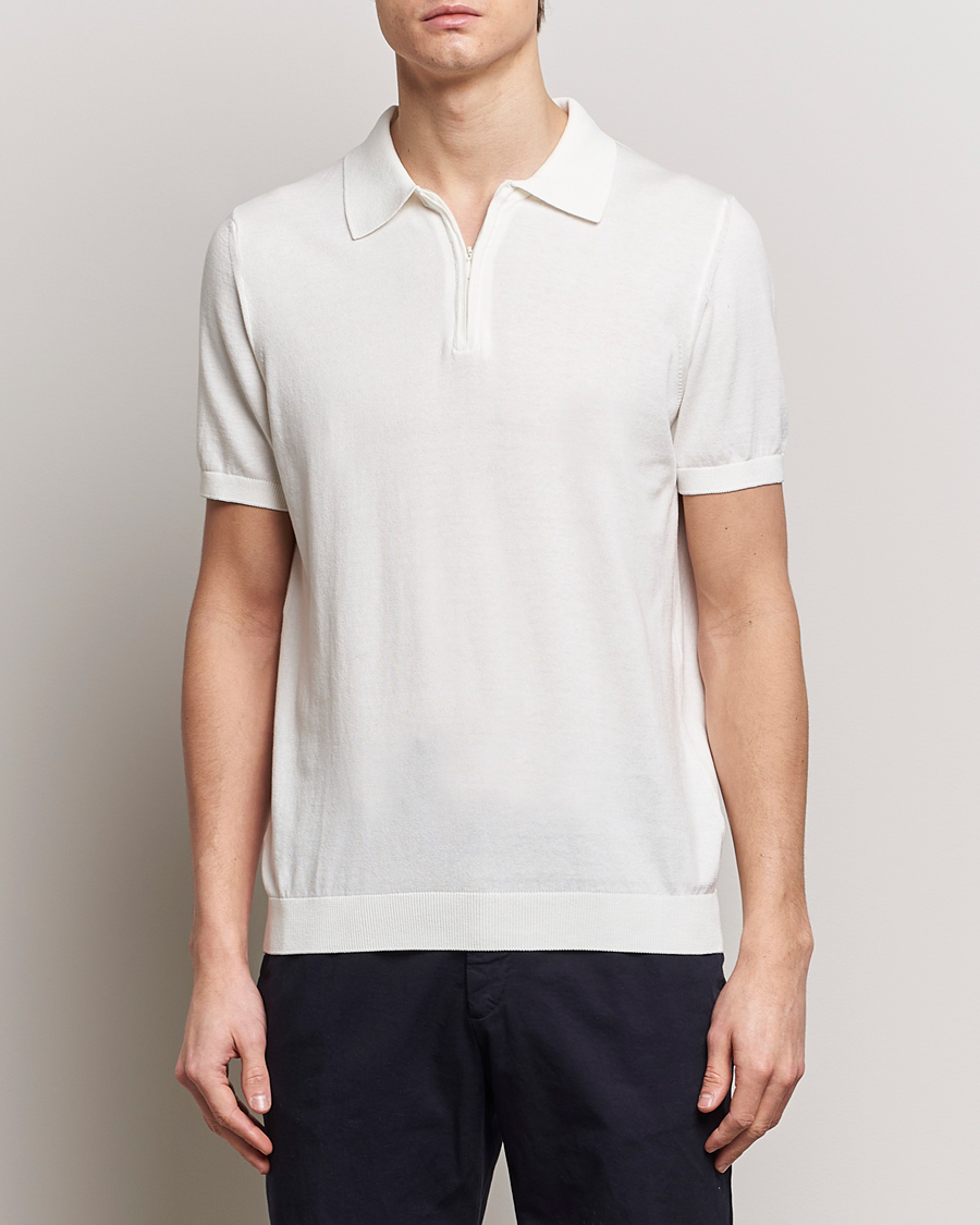 Heren |  | Oscar Jacobson | Otto Short Sleeve Zip Polo White