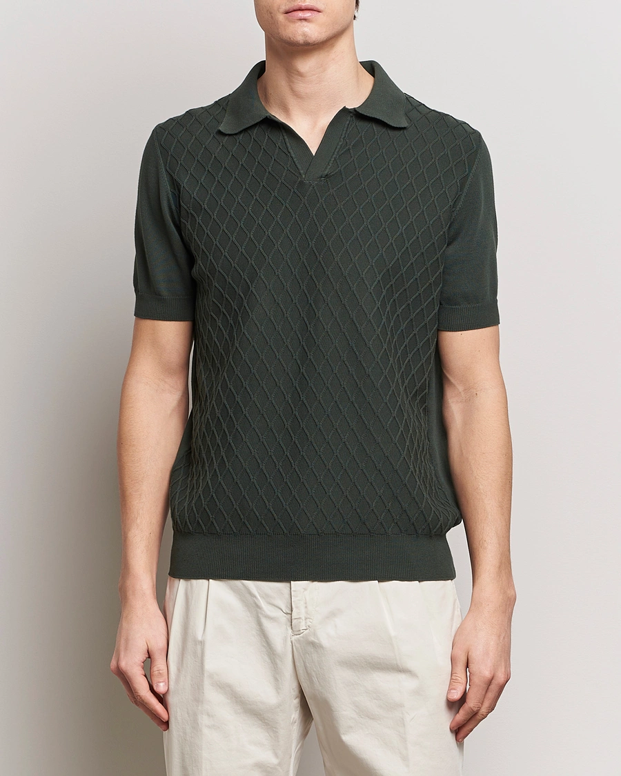 Heren | Poloshirts met korte mouwen | Oscar Jacobson | Mirza Structured Cotton Polo Olive