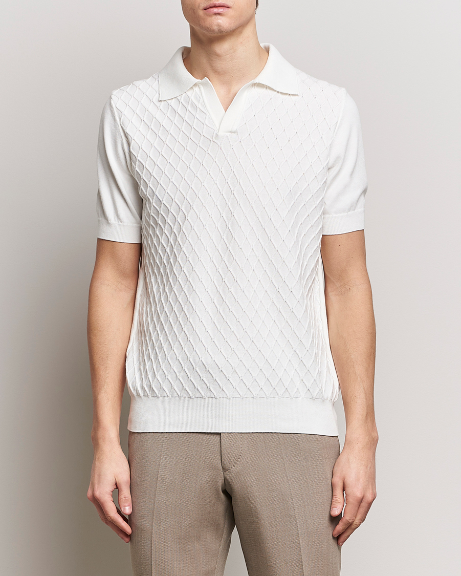 Heren | Poloshirts met korte mouwen | Oscar Jacobson | Mirza Structured Cotton Polo White