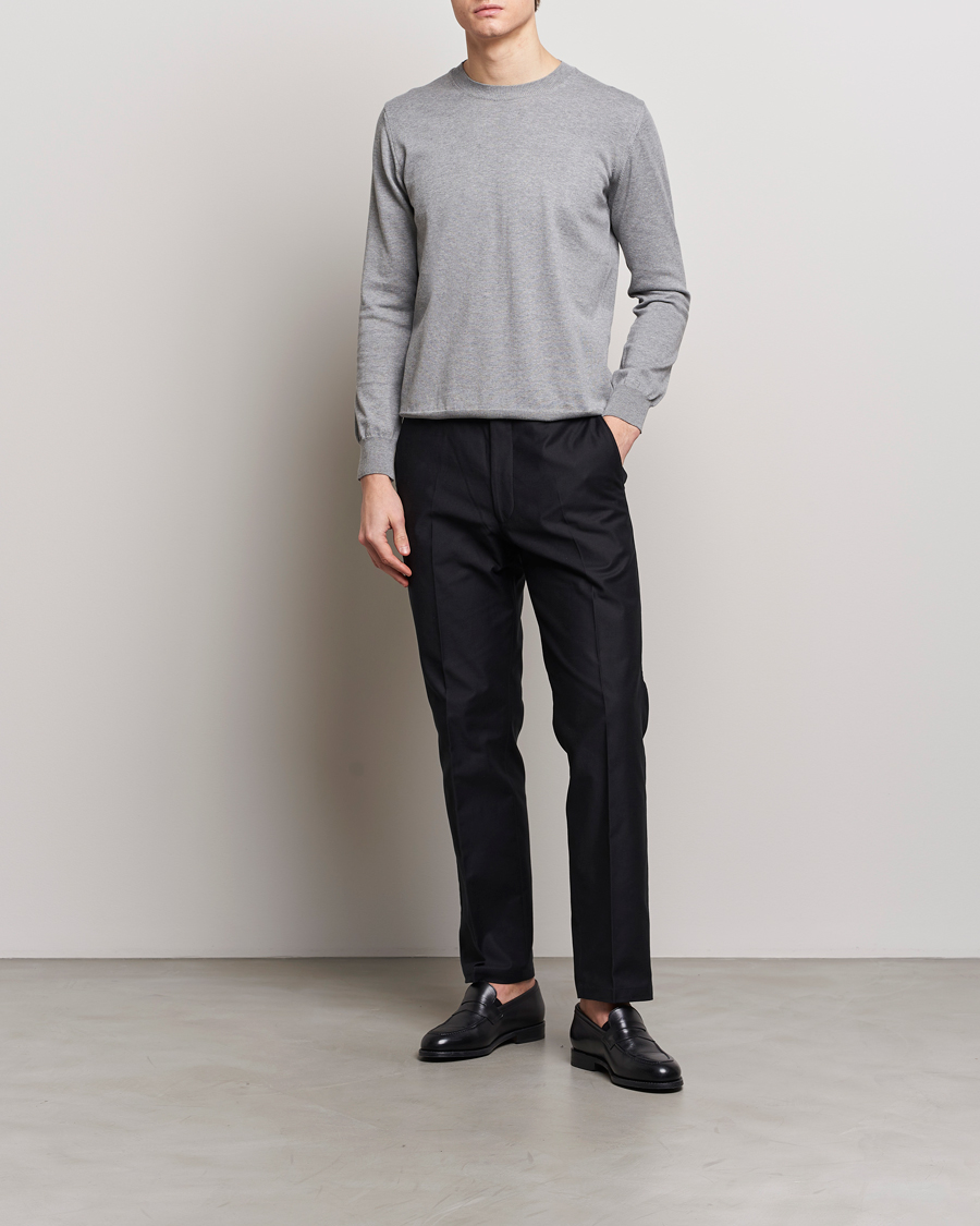 Heren | Truien | Oscar Jacobson | Valdemar Cotton Crew Neck Light Grey