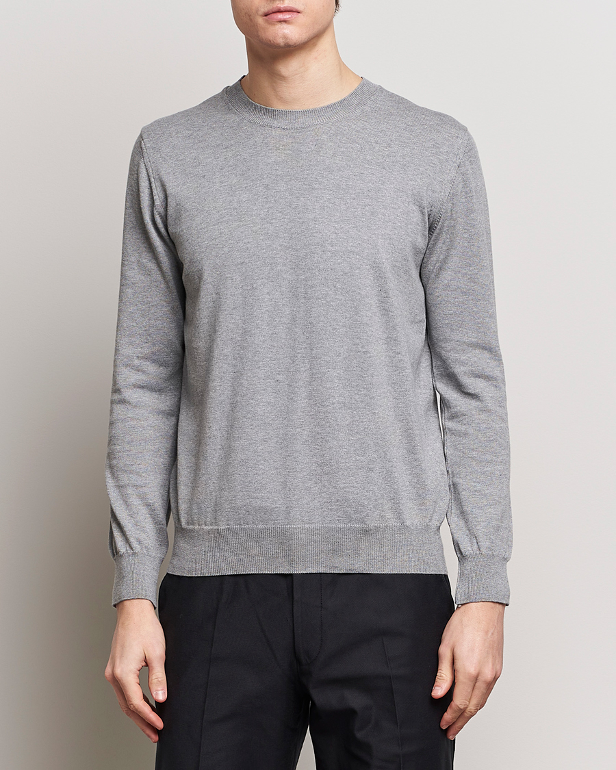 Men |  | Oscar Jacobson | Valdemar Cotton Crew Neck Light Grey