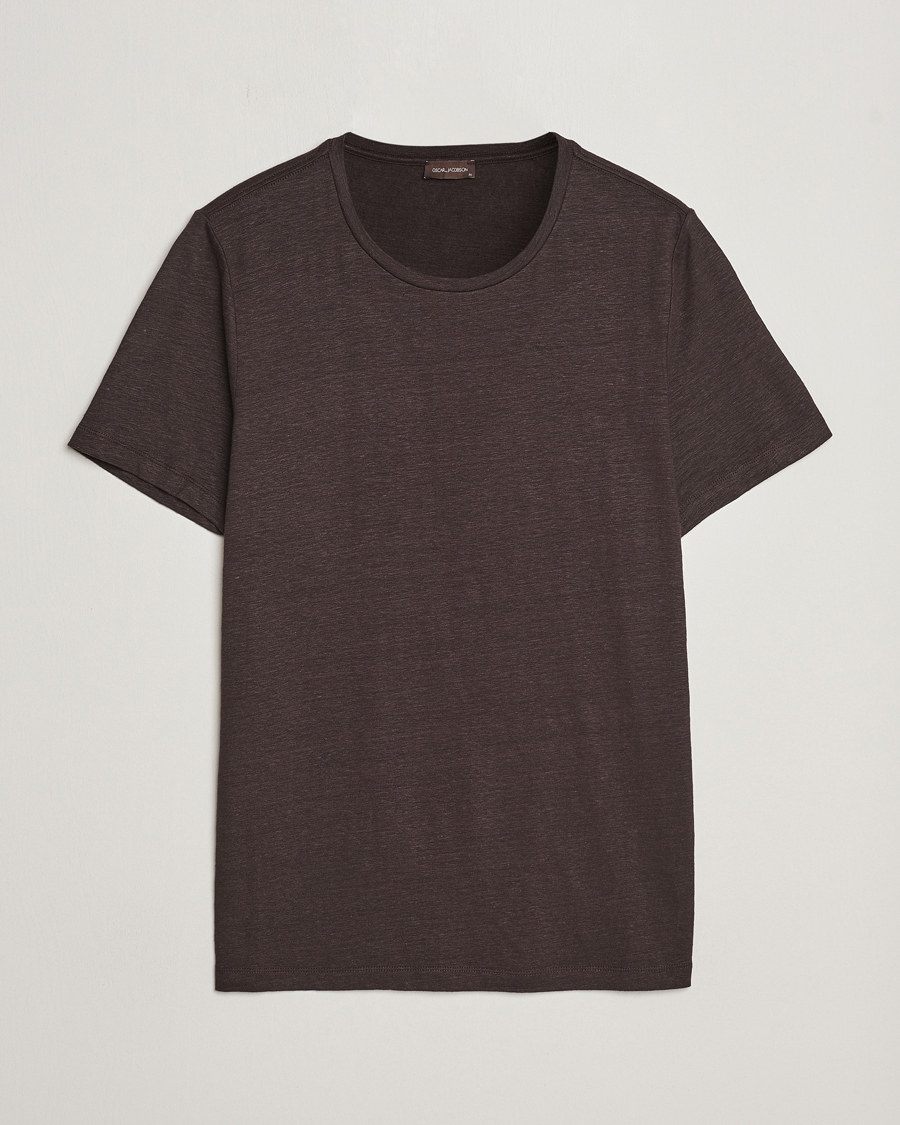 Heren | T-shirts | Oscar Jacobson | Kyran Linen T-Shirt Brown