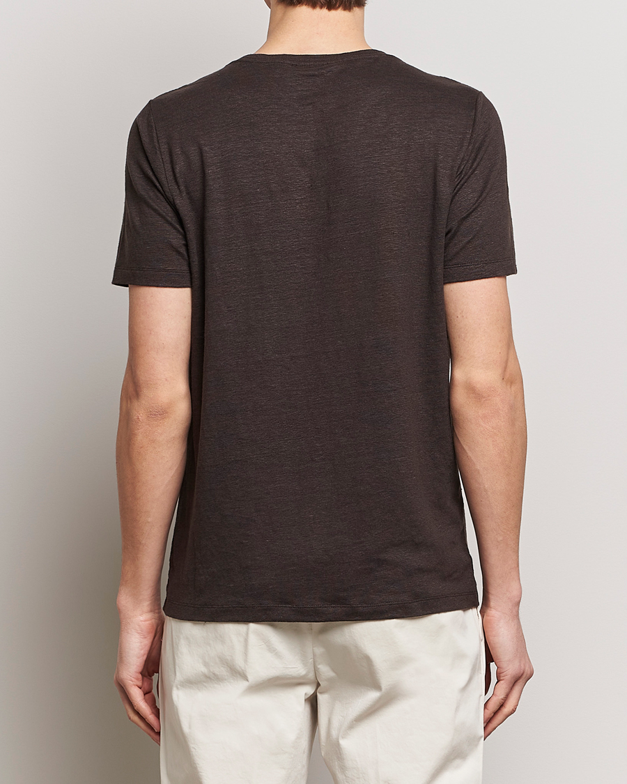 Heren | T-shirts | Oscar Jacobson | Kyran Linen T-Shirt Brown