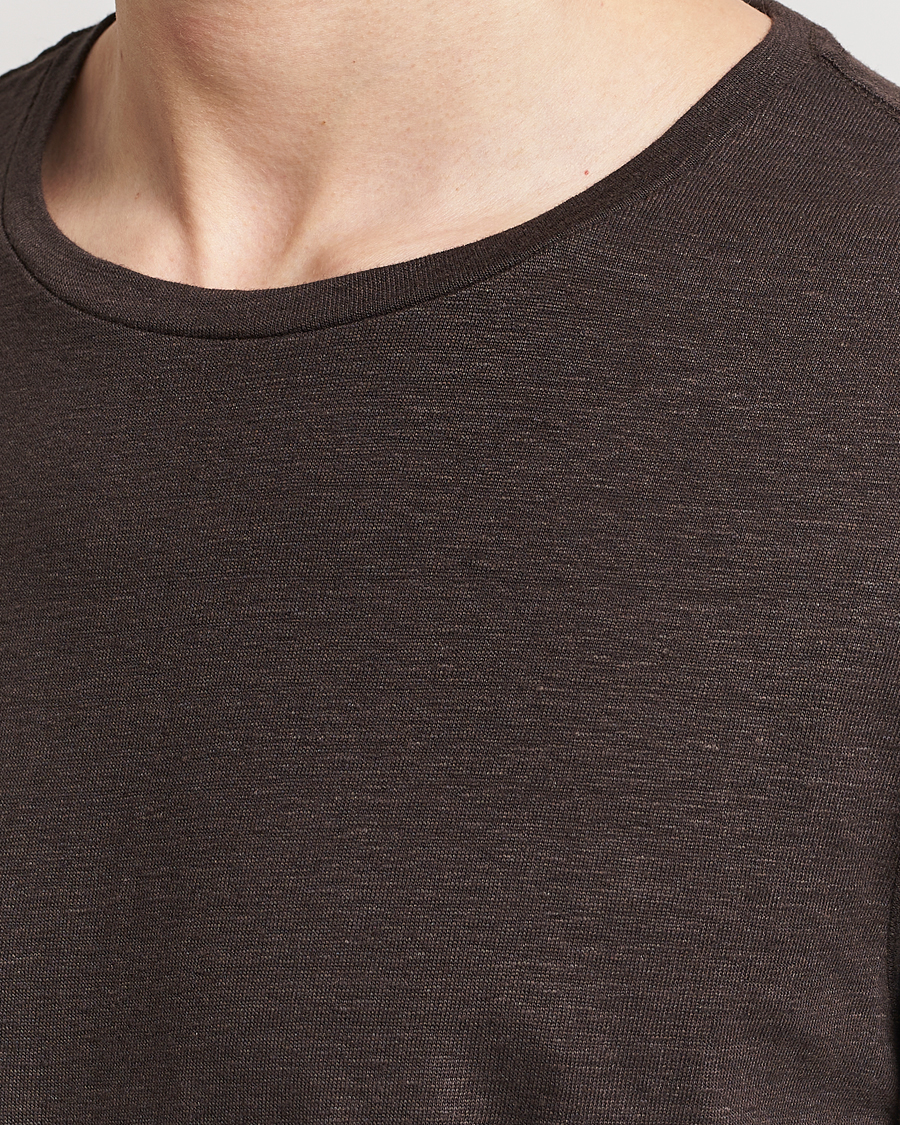 Heren | T-shirts | Oscar Jacobson | Kyran Linen T-Shirt Brown
