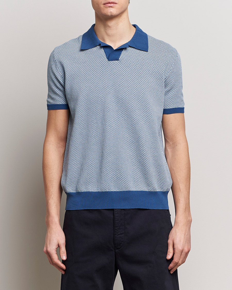 Heren | Polo's | Oscar Jacobson | Dalius Structured Cotton Polo Blue