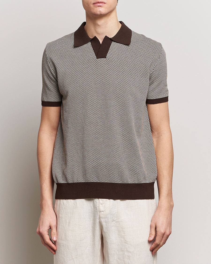 Heren | Business & Beyond | Oscar Jacobson | Dalius Structured Cotton Polo Brown