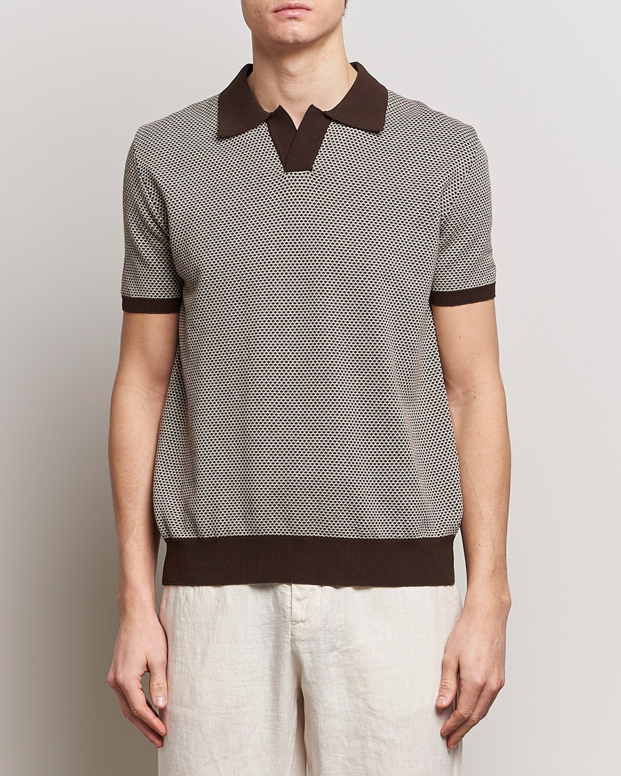 Heren | Polo's | Oscar Jacobson | Dalius Structured Cotton Polo Brown