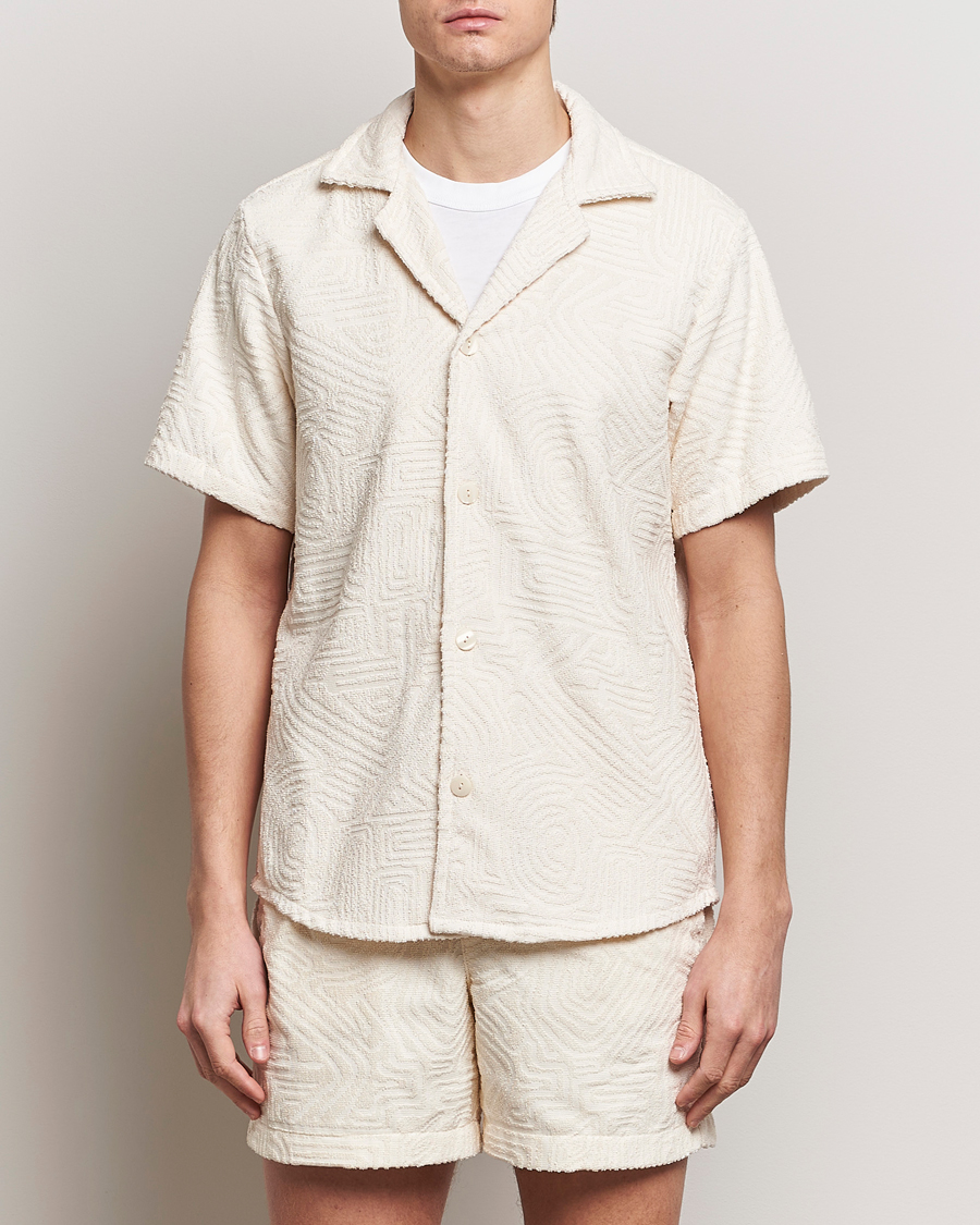 Heren | Overhemden met korte mouwen | OAS | Terry Cuba Short Sleeve Shirt Cream Golconda
