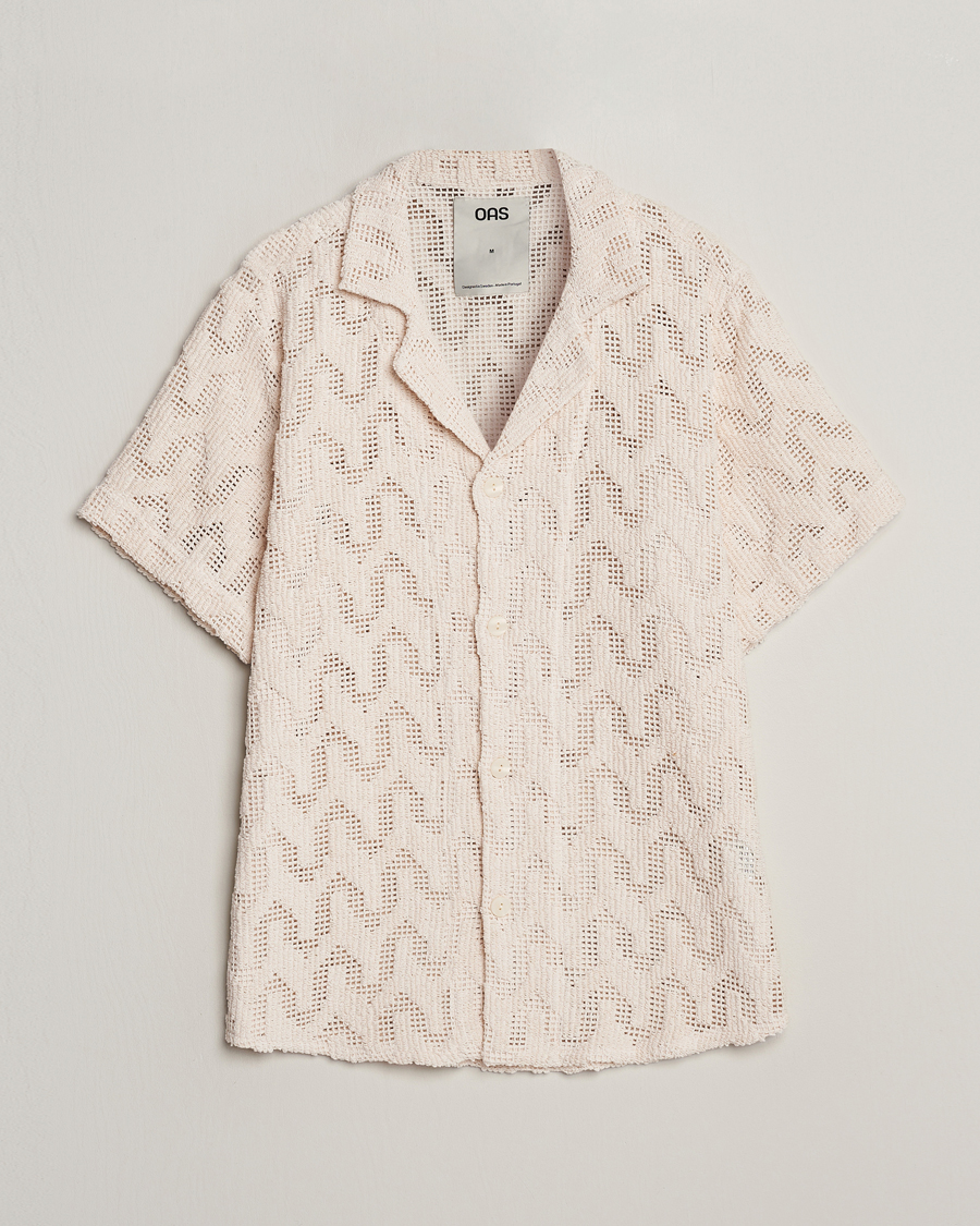 Heren | Overhemden | OAS | Atlas Cuba Crochet Shirt Off White