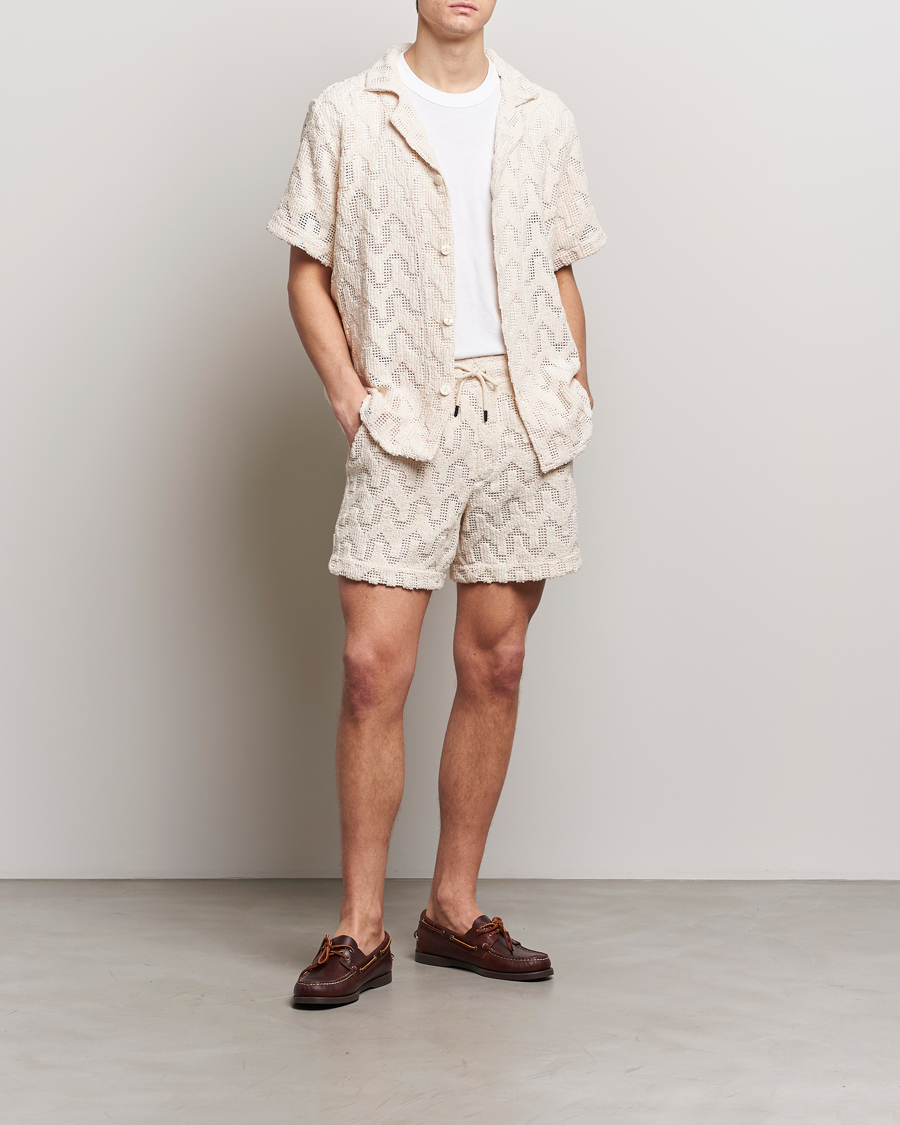 Heren | Overhemden | OAS | Atlas Cuba Crochet Shirt Off White