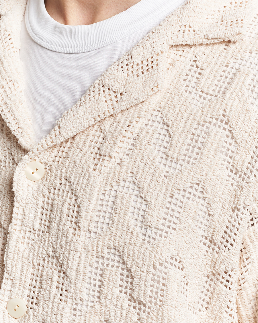 Heren | Overhemden | OAS | Atlas Cuba Crochet Shirt Off White