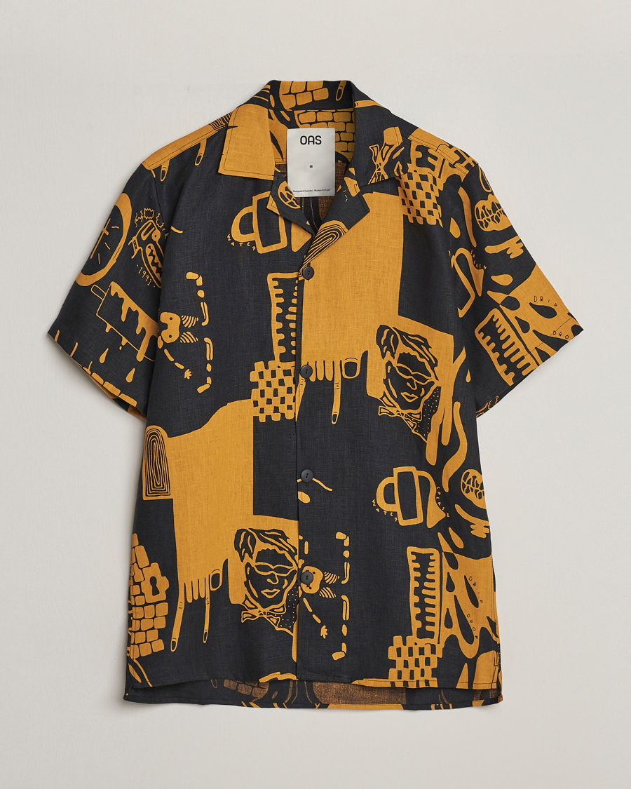 Heren | Overhemden | OAS | Short Sleeve Cuba Linen Shirt Krispy Night
