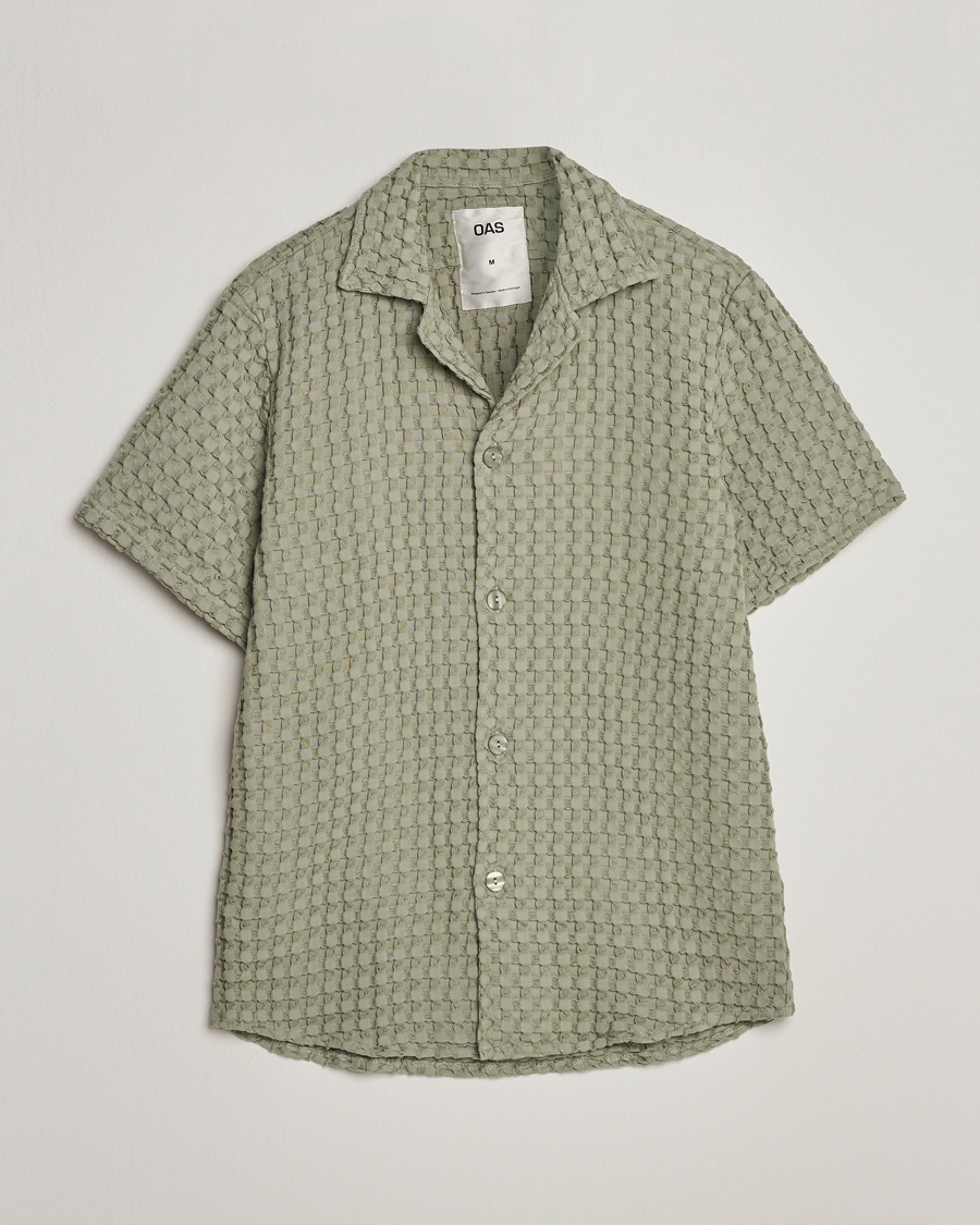 Heren | Overhemden | OAS | Cuba Waffle Shirt Dusty Green