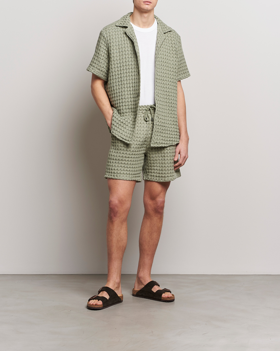 Heren | Overhemden | OAS | Cuba Waffle Shirt Dusty Green