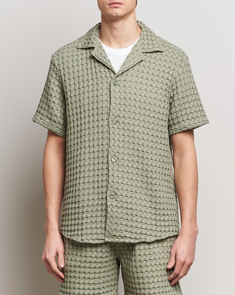 Heren | OAS | OAS | Cuba Waffle Shirt Dusty Green