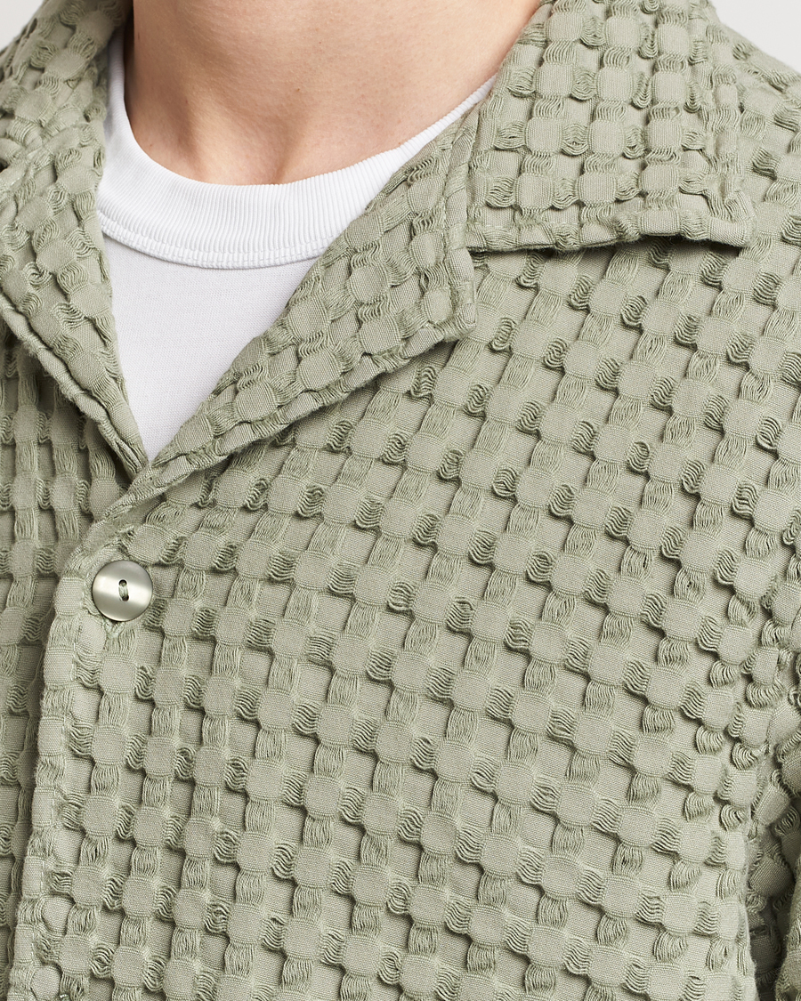 Heren | Overhemden | OAS | Cuba Waffle Shirt Dusty Green