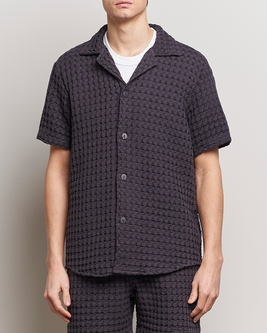 Heren | Overhemden | OAS | Cuba Waffle Shirt Nearly Black