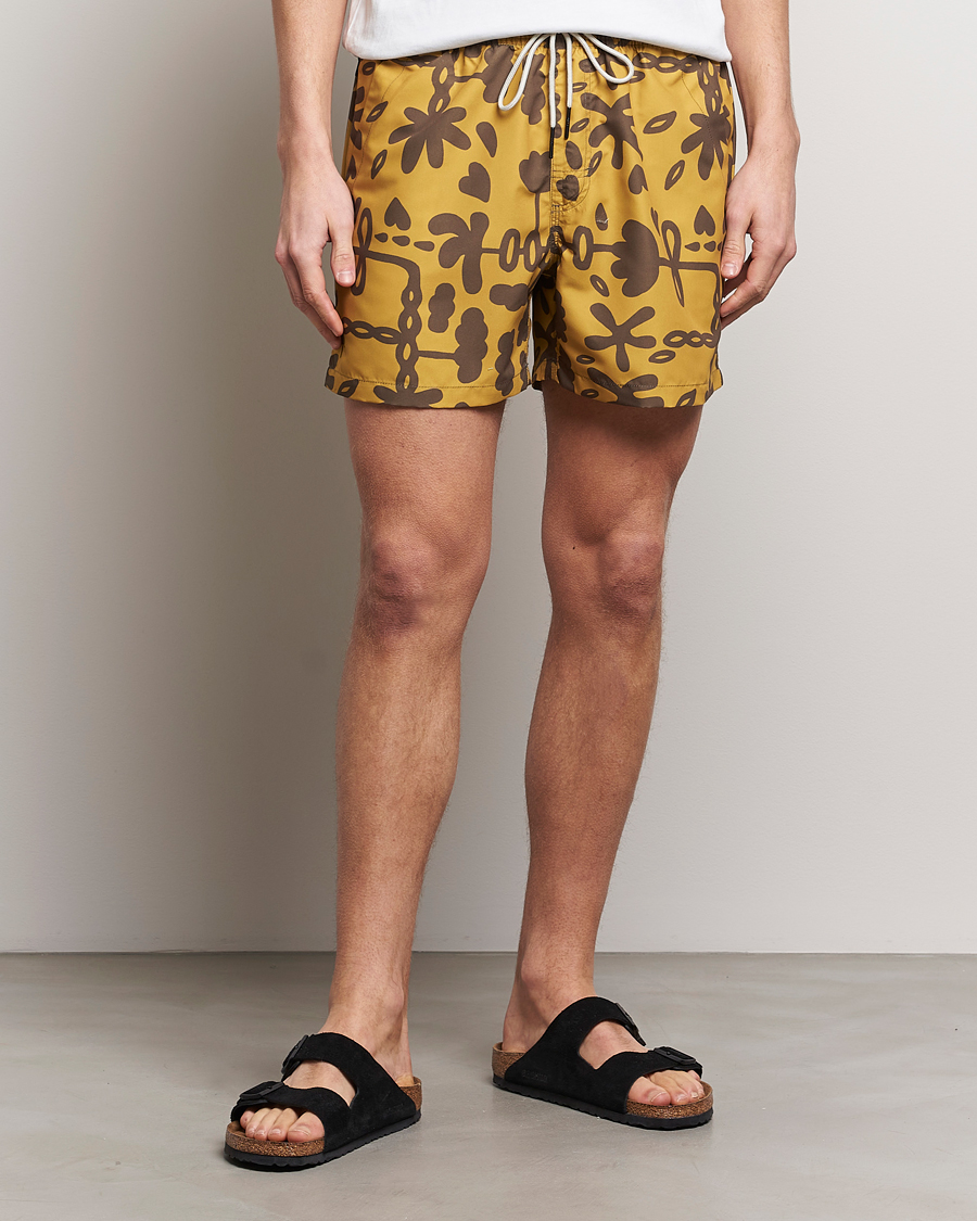 Heren | Zwembroek Met Trekkoord | OAS | Printed Swimshorts Galbanum