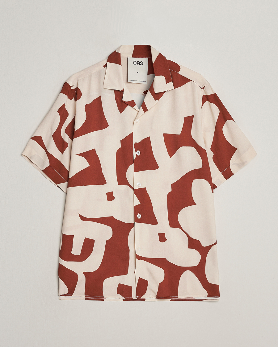 Heren | Overhemden | OAS | Viscose Resort Short Sleeve Shirt Russet Puzzlotec
