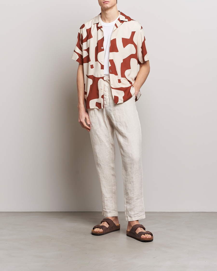 Heren | Overhemden | OAS | Viscose Resort Short Sleeve Shirt Russet Puzzlotec