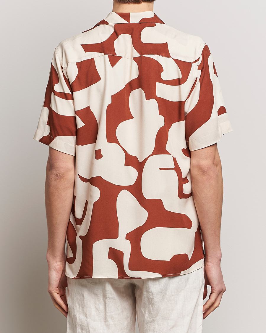 Heren | Overhemden | OAS | Viscose Resort Short Sleeve Shirt Russet Puzzlotec