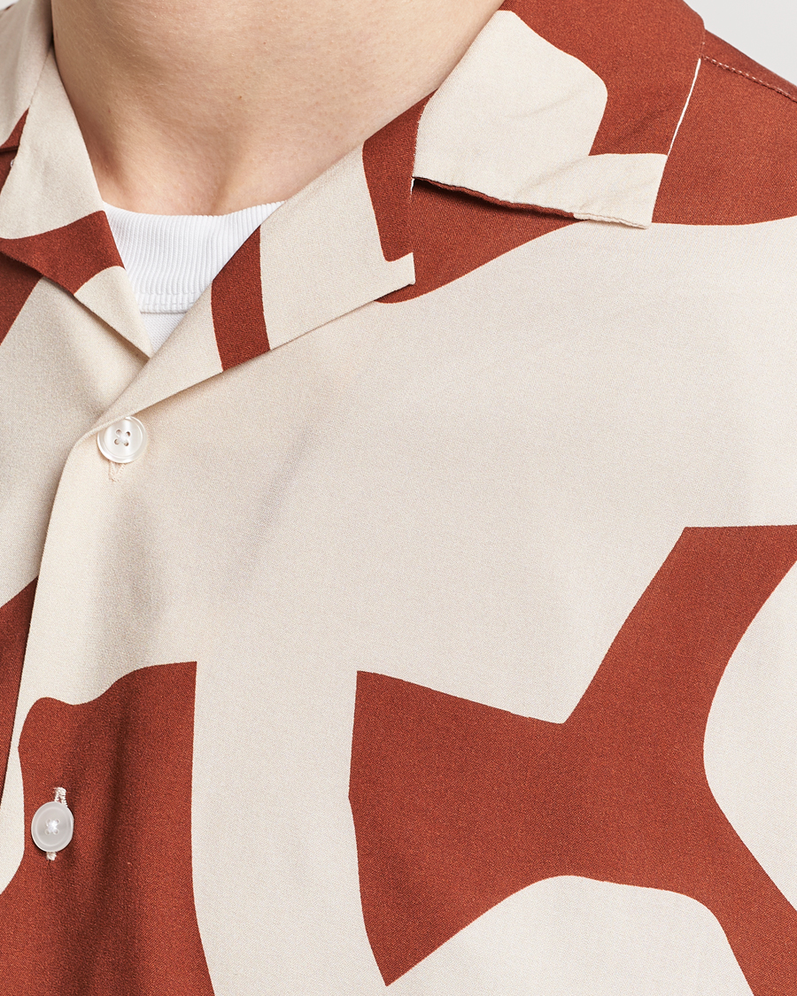 Heren | Overhemden | OAS | Viscose Resort Short Sleeve Shirt Russet Puzzlotec