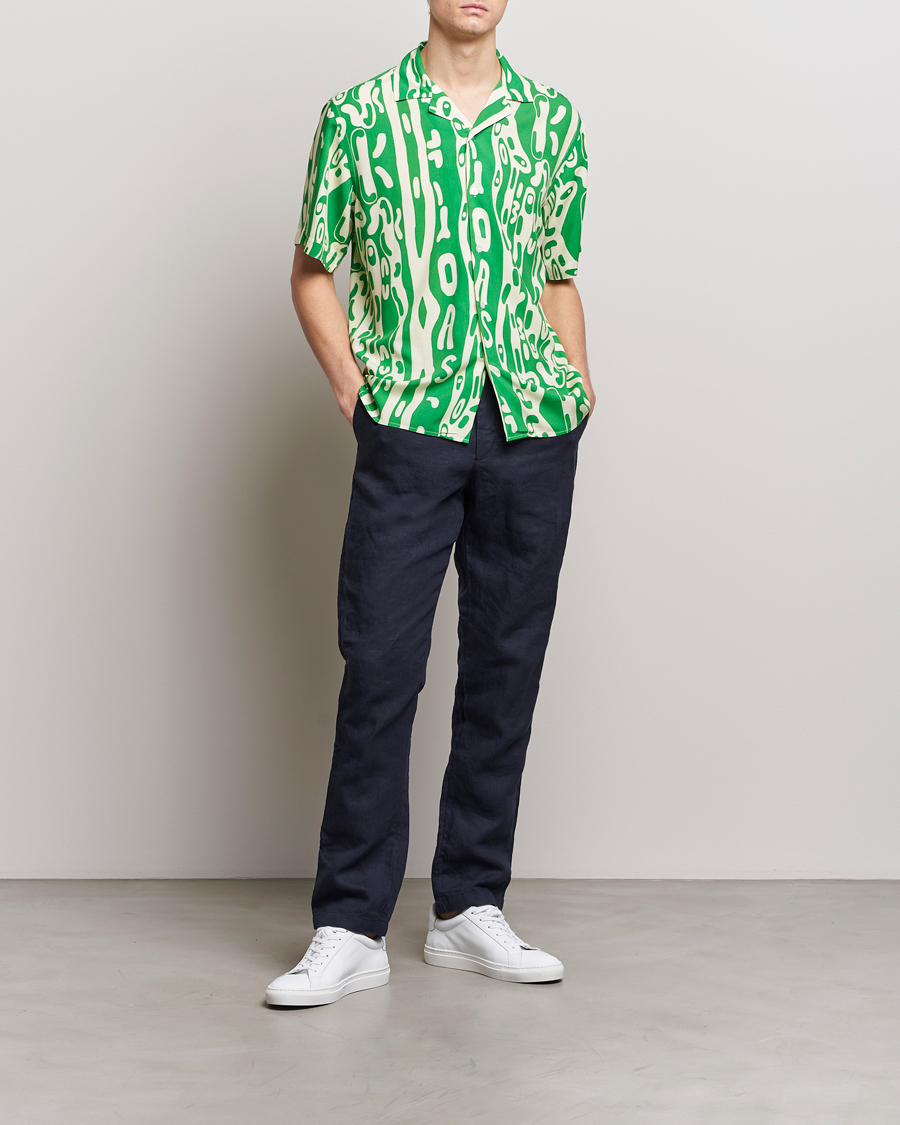 Heren | Overhemden | OAS | Viscose Resort Short Sleeve Shirt Verdant