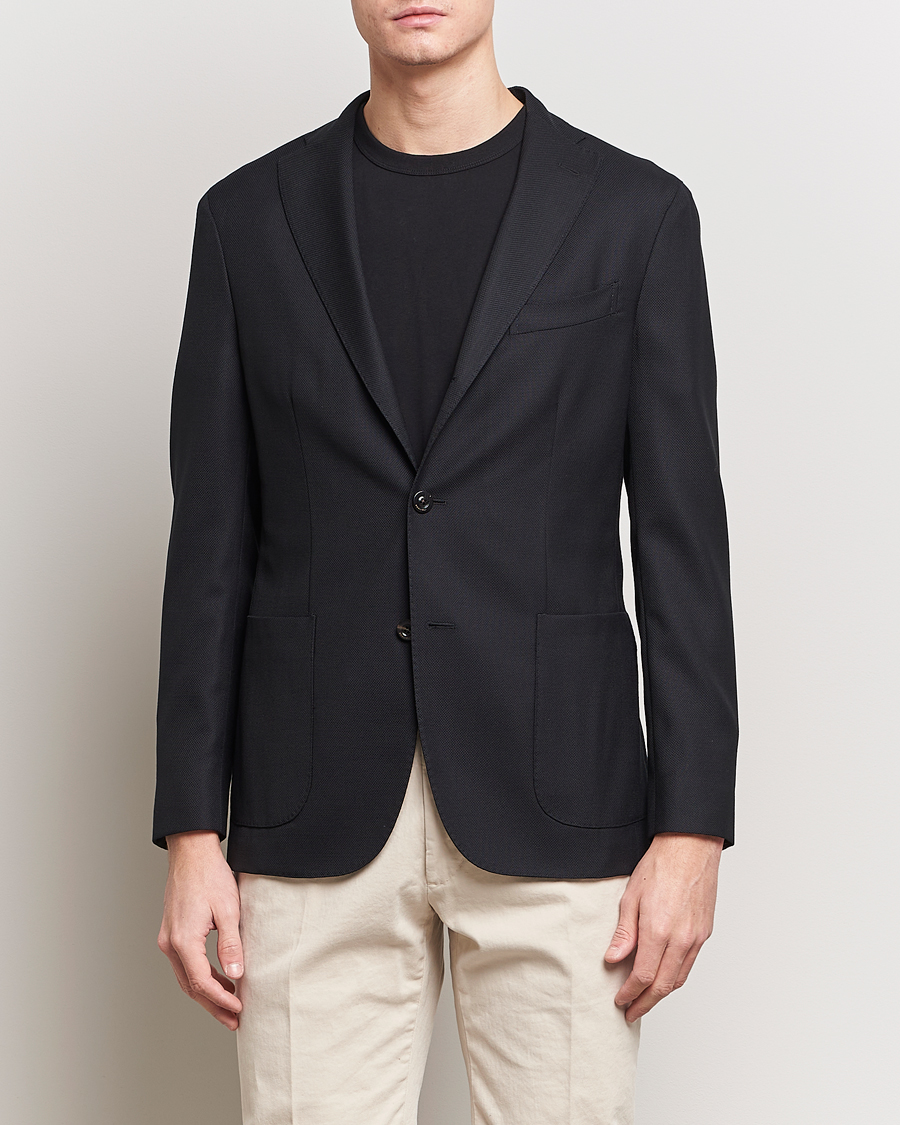 Heren | Blazers | Boglioli | K Jacket Wool Hopsack Blazer Black