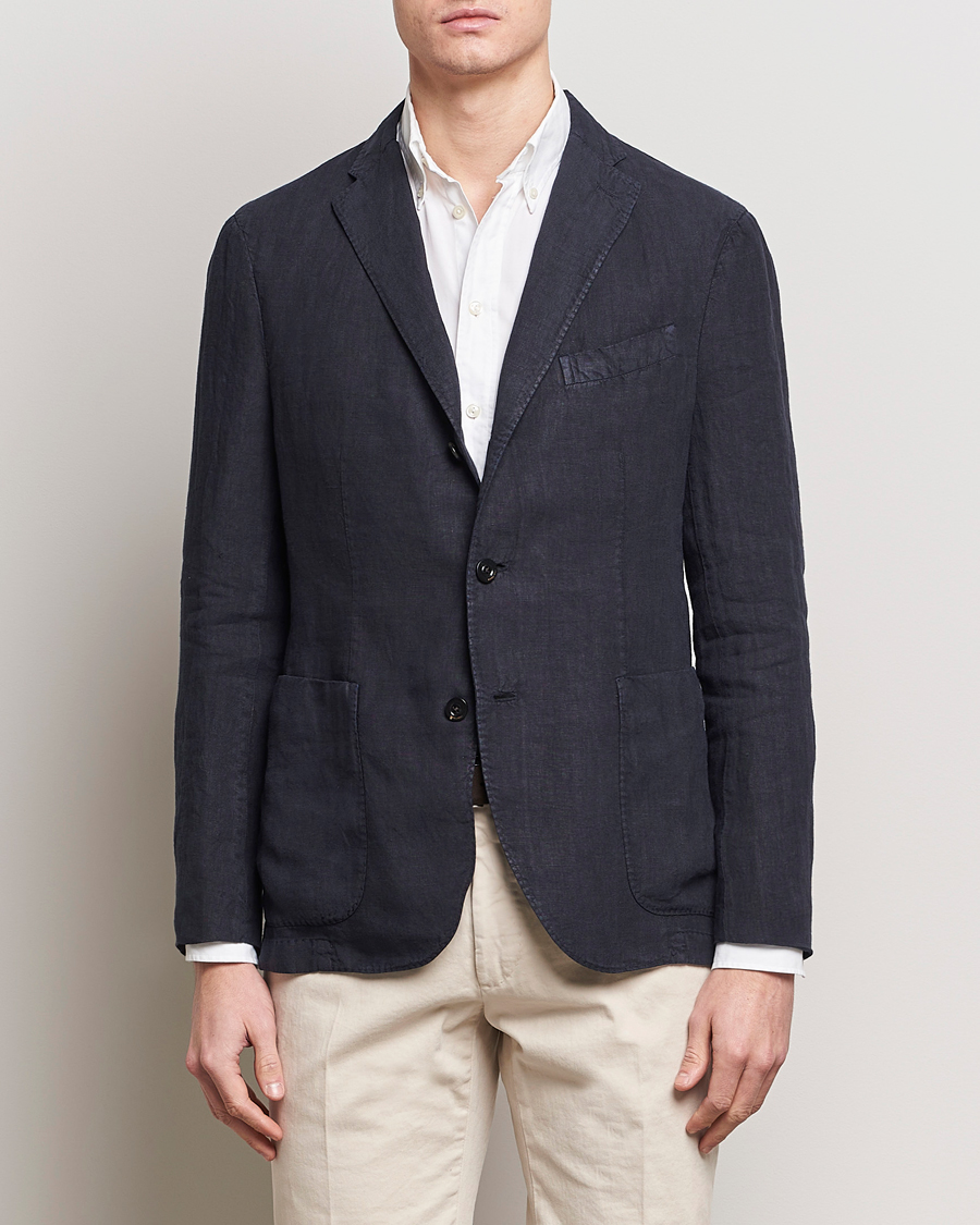 Heren | Linnen blazers | Boglioli | K Jacket Linen Blazer Navy