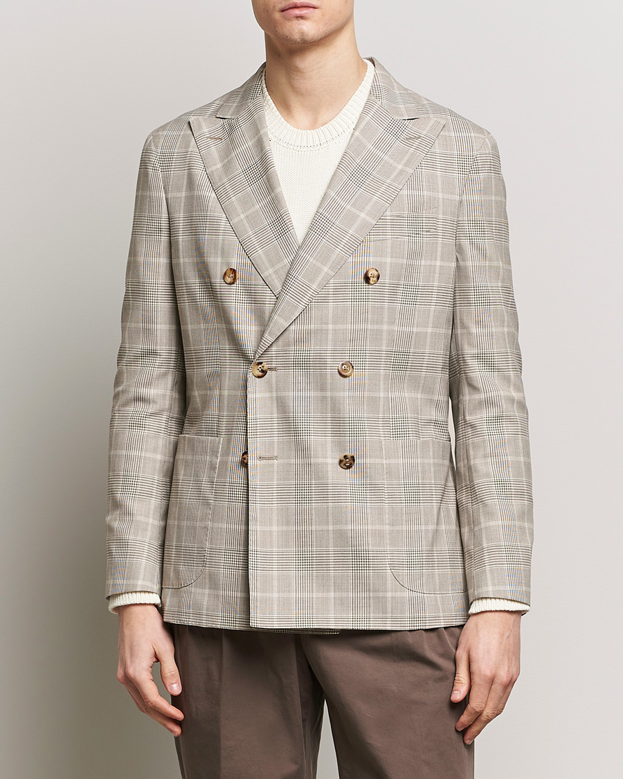 Heren | Italian Department | Boglioli | K Jacket Prince Of Wales Blazer Light Beige