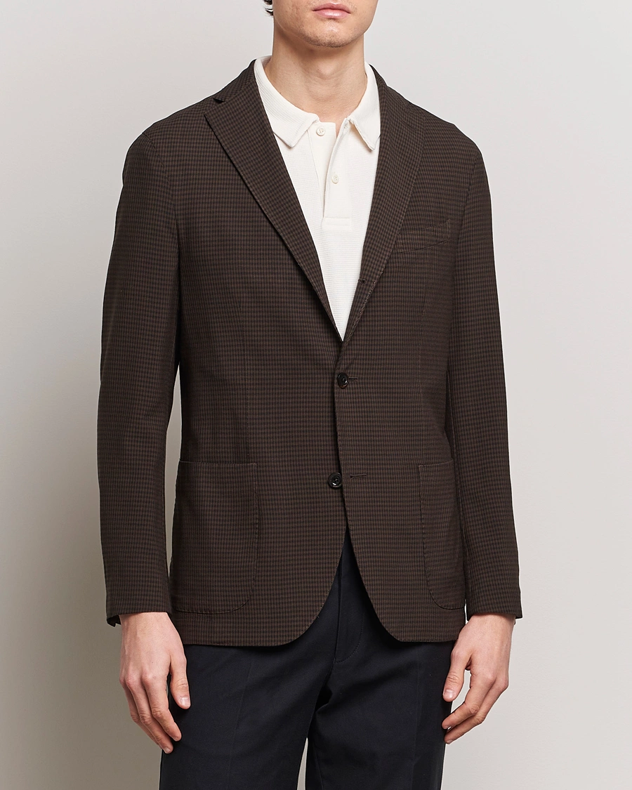 Heren | Wollen blazers | Boglioli | K Jacket Check Wool Blazer Dark Brown