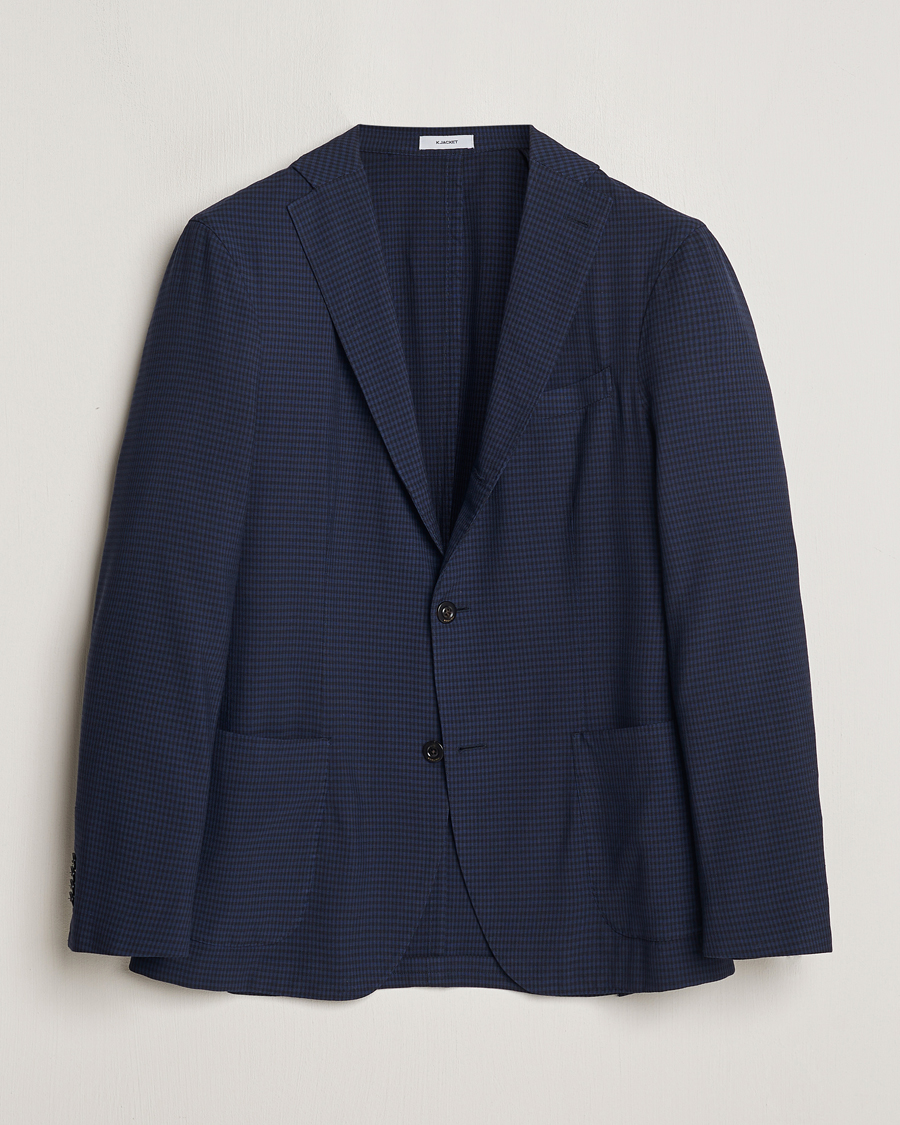Heren | Blazers | Boglioli | K Jacket Check Wool Blazer Navy