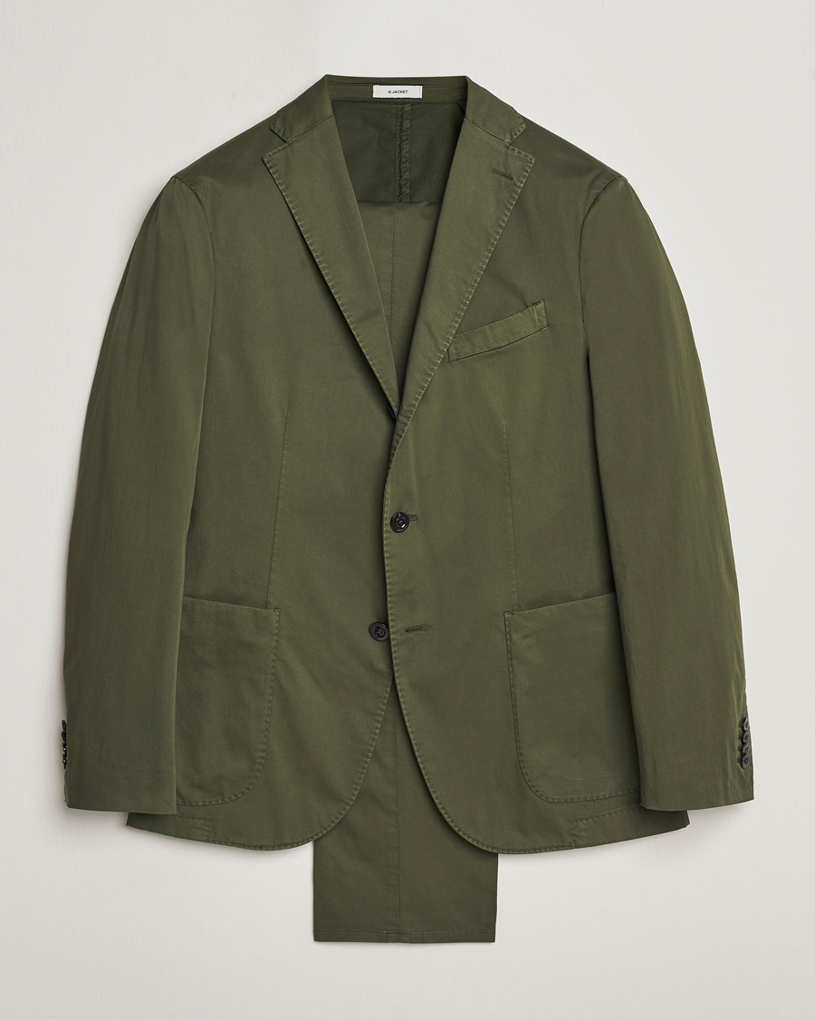 Heren | Pakken | Boglioli | K Jacket Cotton Satin Suit Forest Green