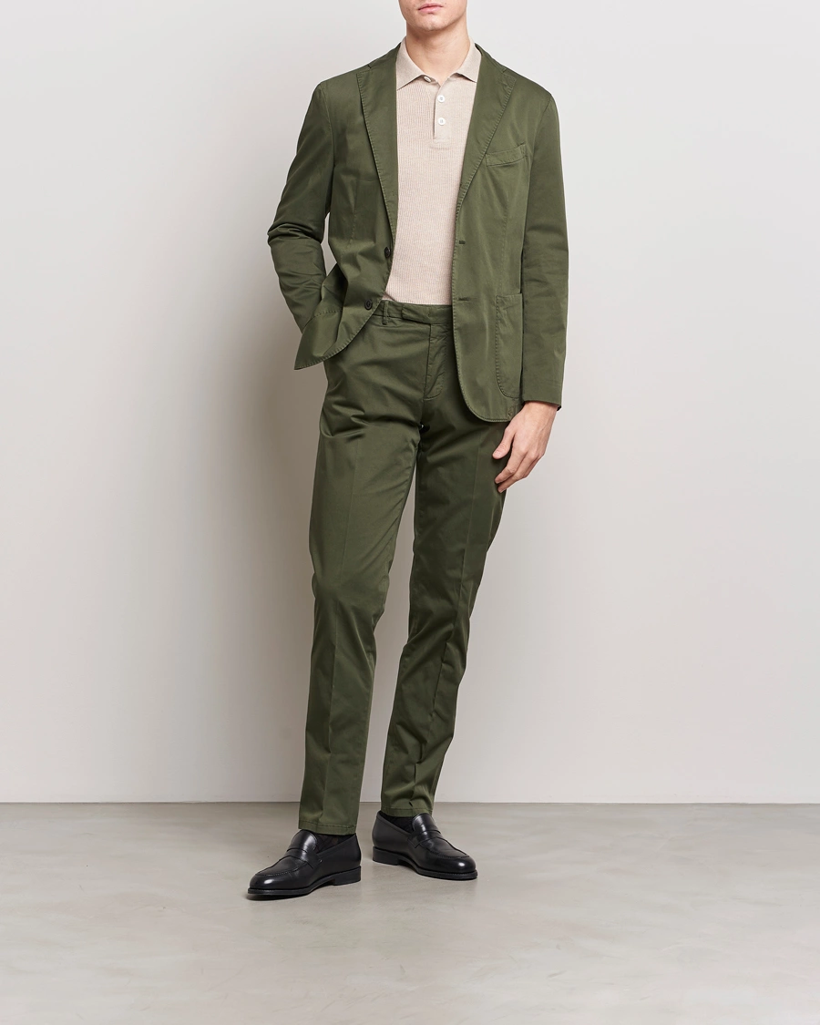 Heren | Tweedelige pakken | Boglioli | K Jacket Cotton Satin Suit Forest Green