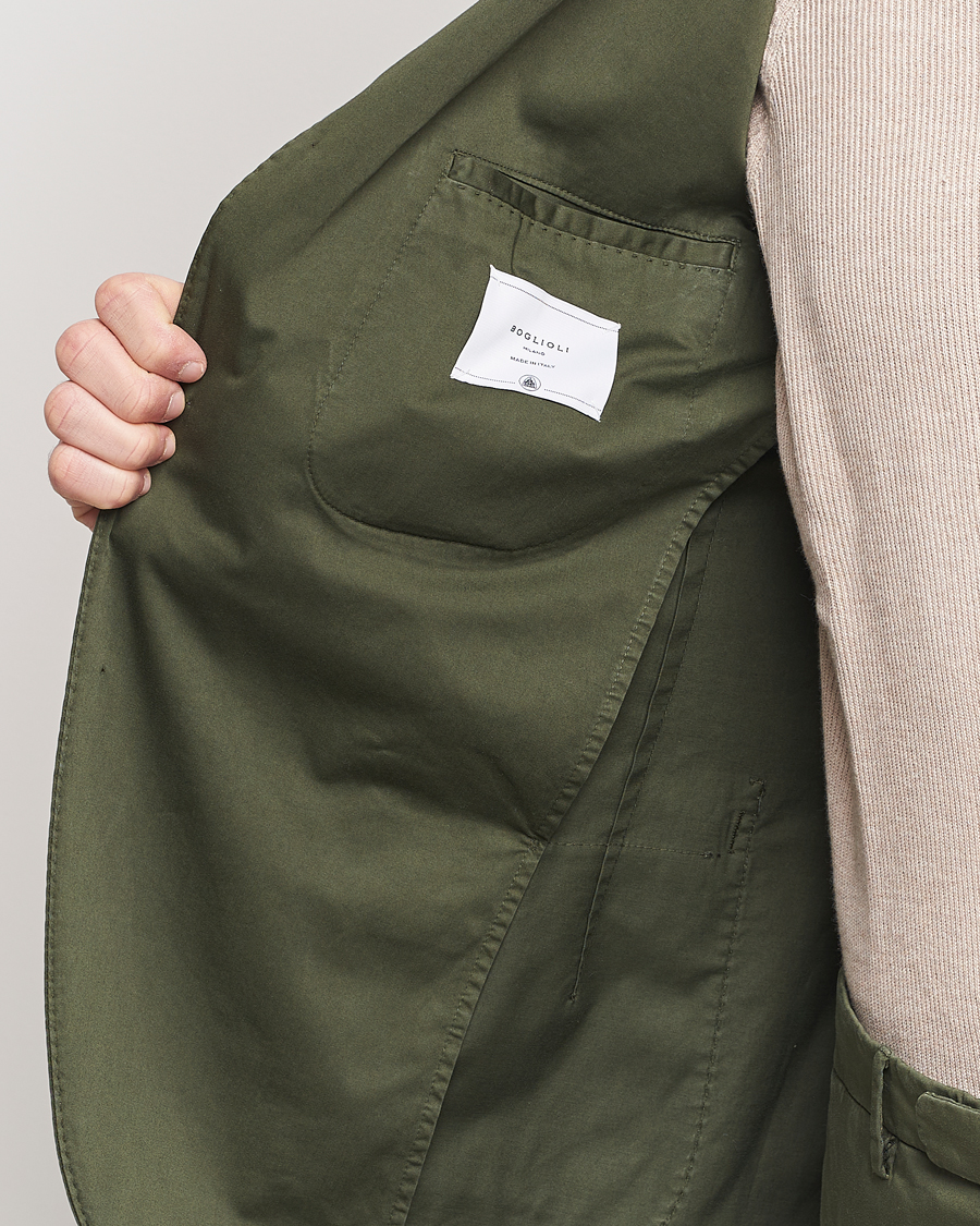 Heren | Pakken | Boglioli | K Jacket Cotton Satin Suit Forest Green