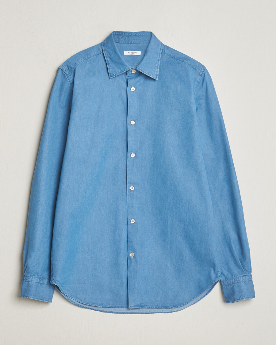 Heren | Overhemden | Boglioli | Slim Fit Denim Shirt Light Indigo