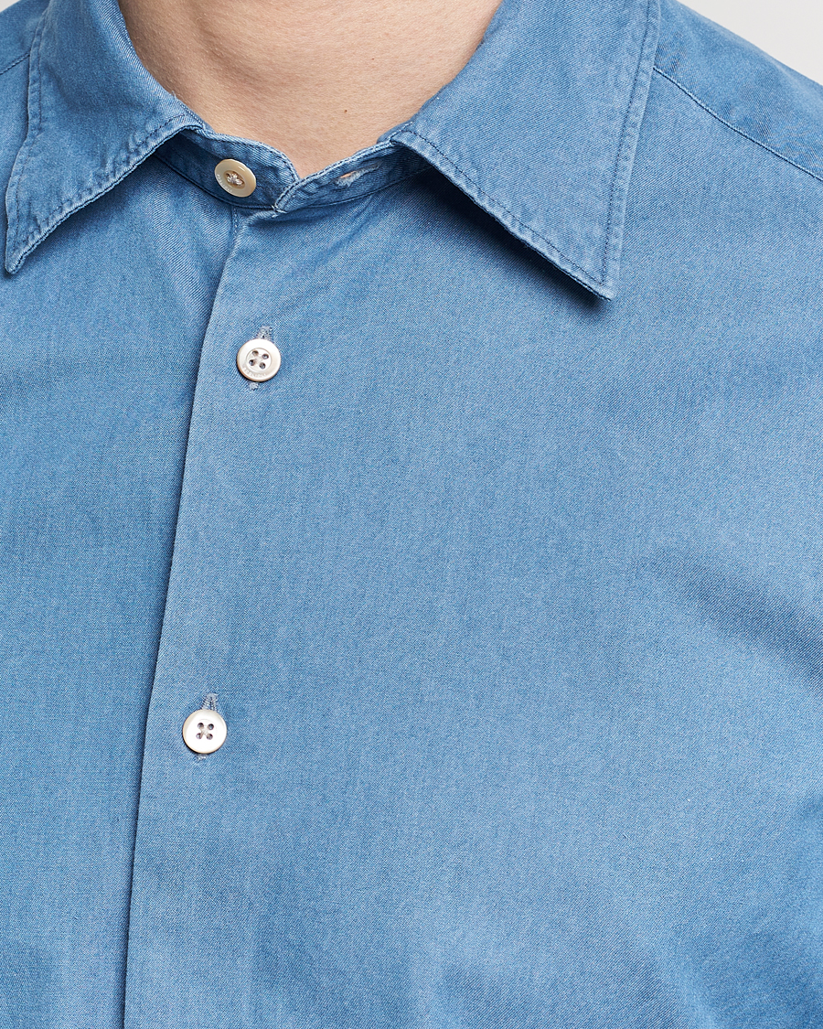 Heren | Overhemden | Boglioli | Slim Fit Denim Shirt Light Indigo