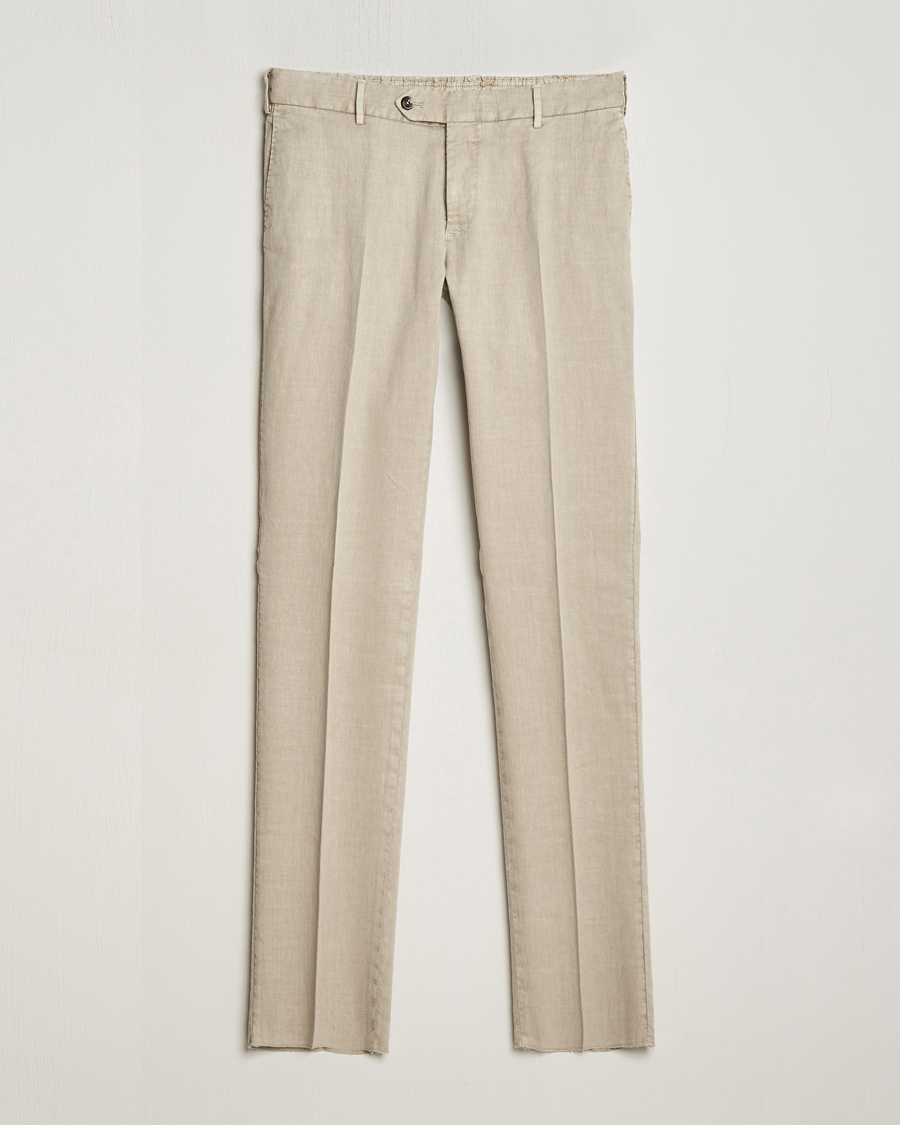 Heren | Broeken | PT01 | Slim Fit Linen Drawstring Pants Light Beige