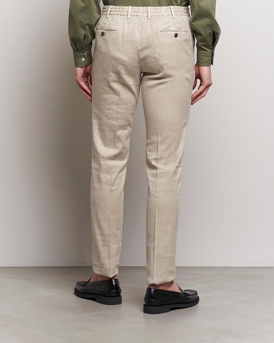 Heren | Broeken | PT01 | Slim Fit Linen Drawstring Pants Light Beige
