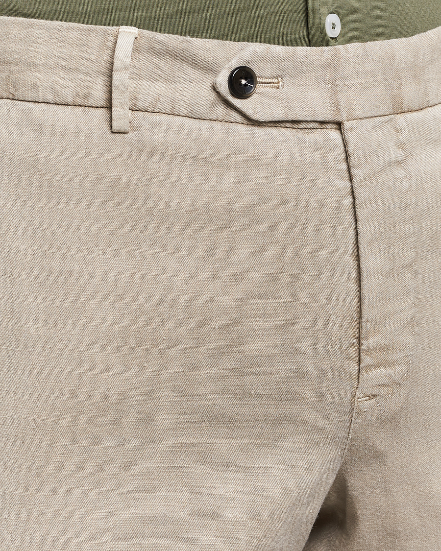Heren | Broeken | PT01 | Slim Fit Linen Drawstring Pants Light Beige