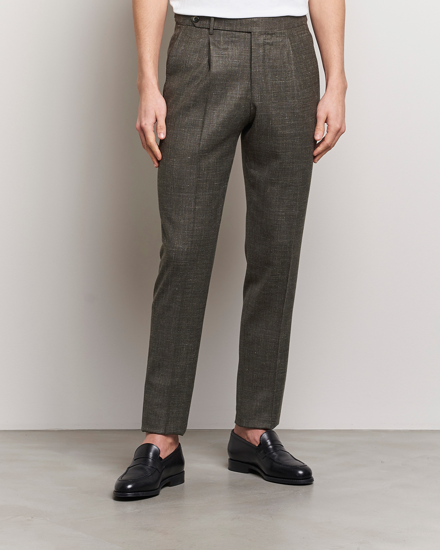 Heren |  | PT01 | Gentleman Fit Wool/Silk Trousers Dark Brown