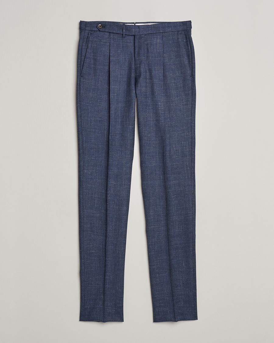 Heren | Broeken | PT01 | Gentleman Fit Wool/Silk Trousers Navy