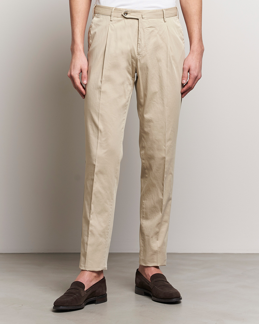 Heren | Chino's | PT01 | Slim Fit Garment Dyed Stretch Chinos Beige