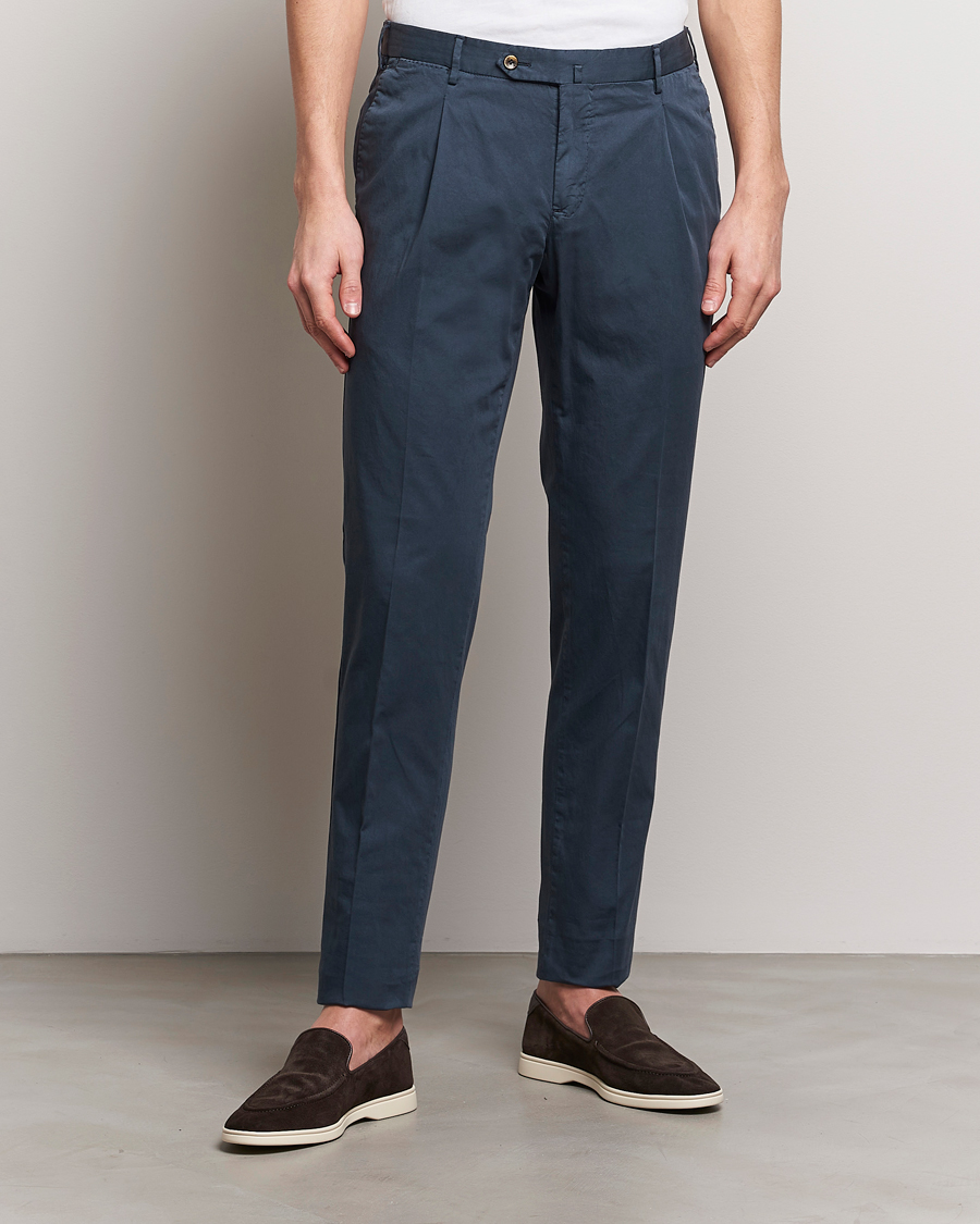 Heren |  | PT01 | Slim Fit Garment Dyed Stretch Chinos Navy