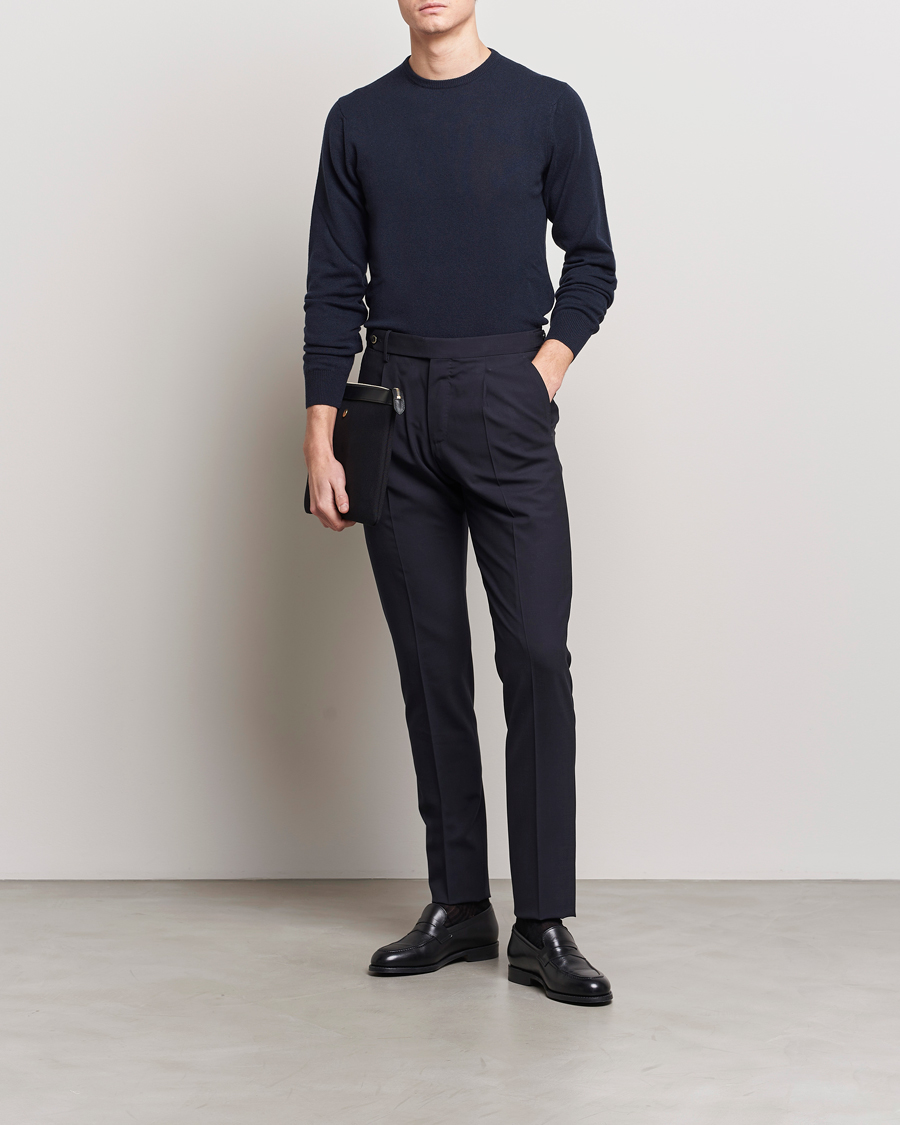Heren | Broeken | PT01 | Gentleman Fit Wool Stretch Trousers Navy