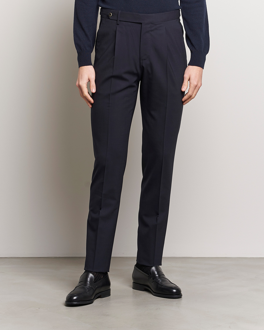 Heren | Broeken | PT01 | Gentleman Fit Wool Stretch Trousers Navy