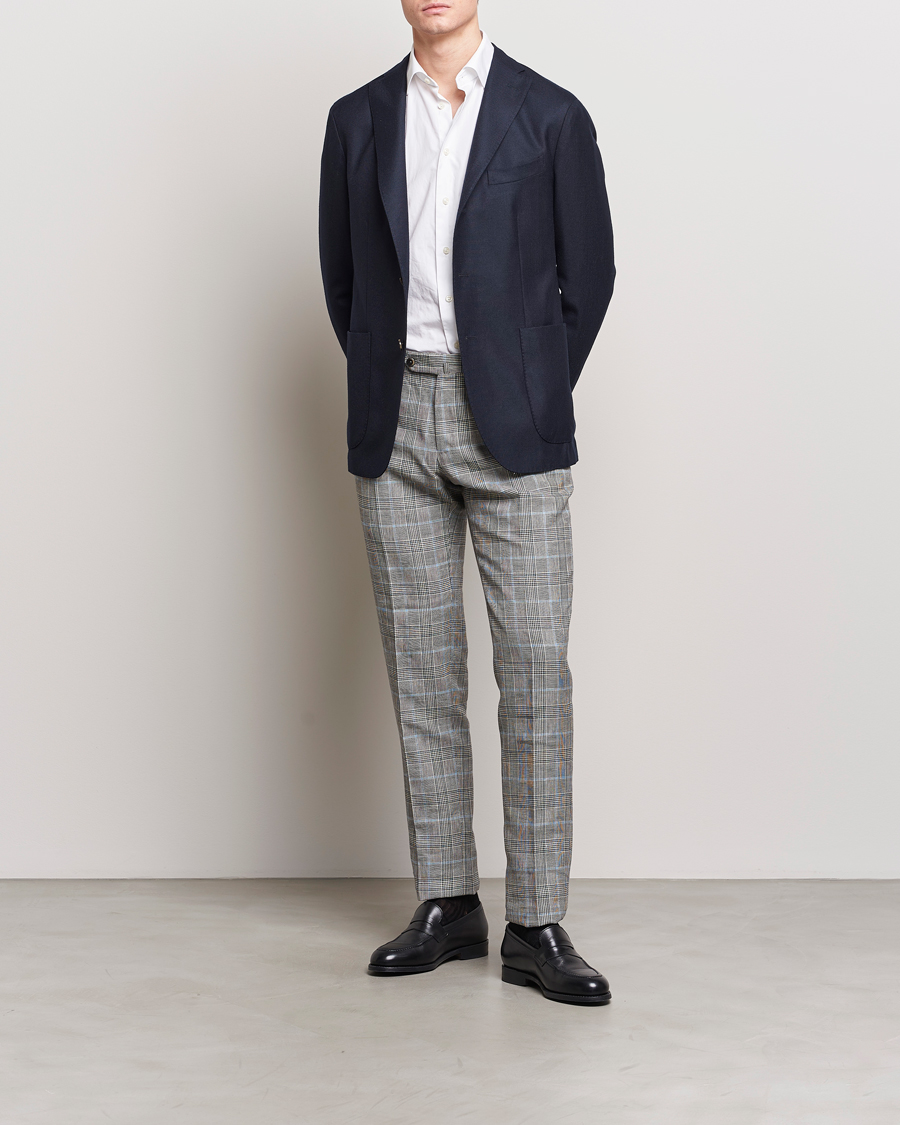 Heren | Broeken | PT01 | Slim Fit Glencheck Trousers Grey/Blue