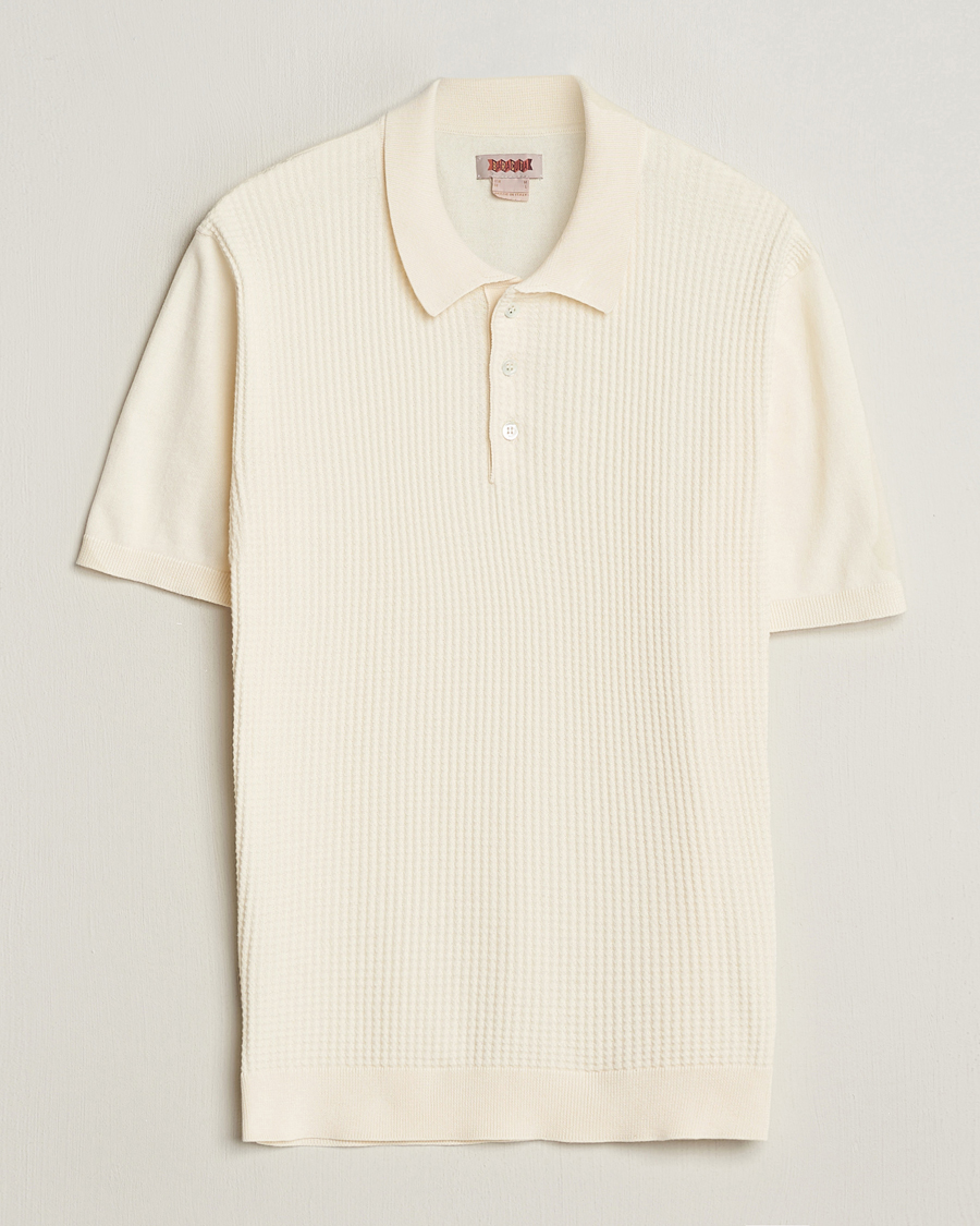 Heren | Polo's | Baracuta | Waffle Knitted Polo Ivory
