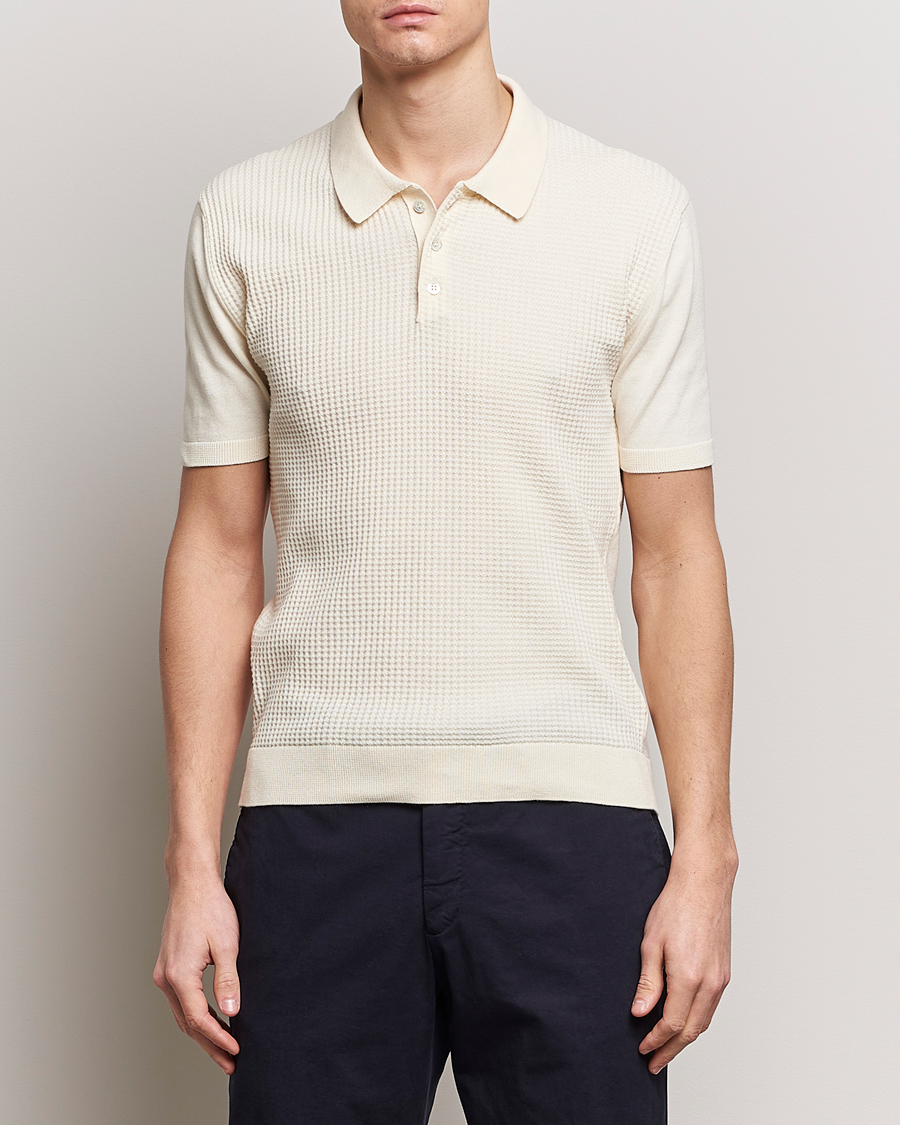 Heren | Preppy Authentic | Baracuta | Waffle Knitted Polo Ivory