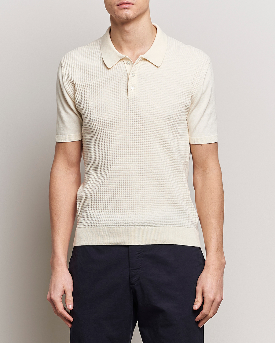 Heren | Afdelingen | Baracuta | Waffle Knitted Polo Ivory